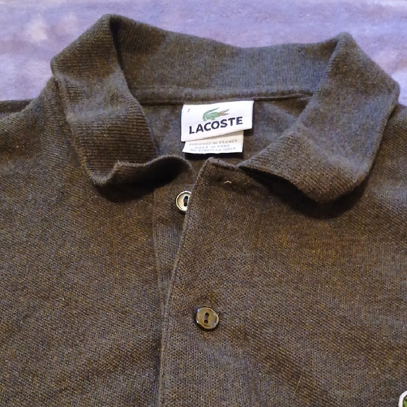 Lacoste Gray Long Sleeve Polo Shirt Classic Style - Picture 7 of 7